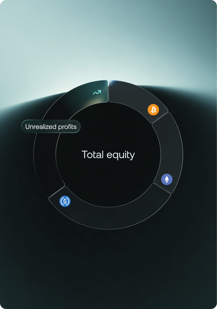 Ring chart of Total Equity combining Futures Wallet collateral and unrealized profit